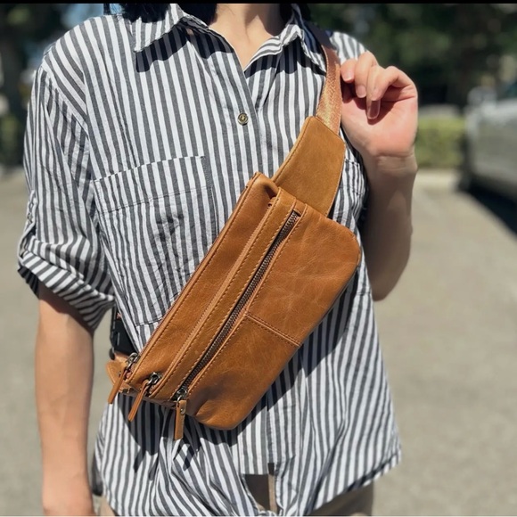 None Handbags - Brown Leather Waist Sling Bag NWT